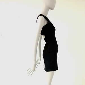 Susana Monaco XS Black Boatneck Sleeveless Fitted Mini Dress with Cut Out Back